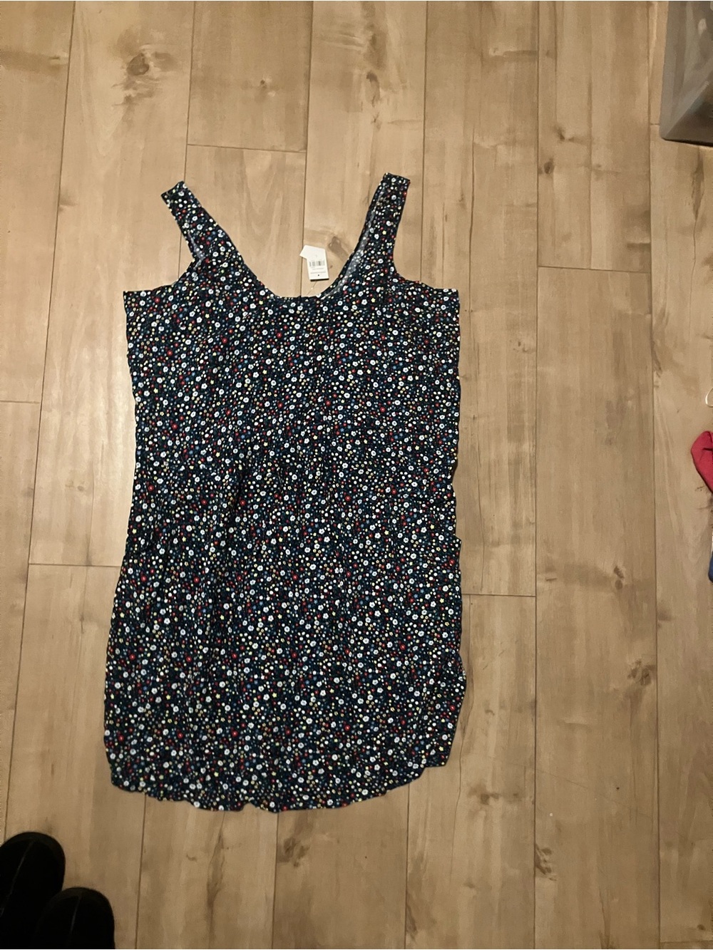 GAP Navy Floral Scoop Neck Tank Top with Multicolor Dots